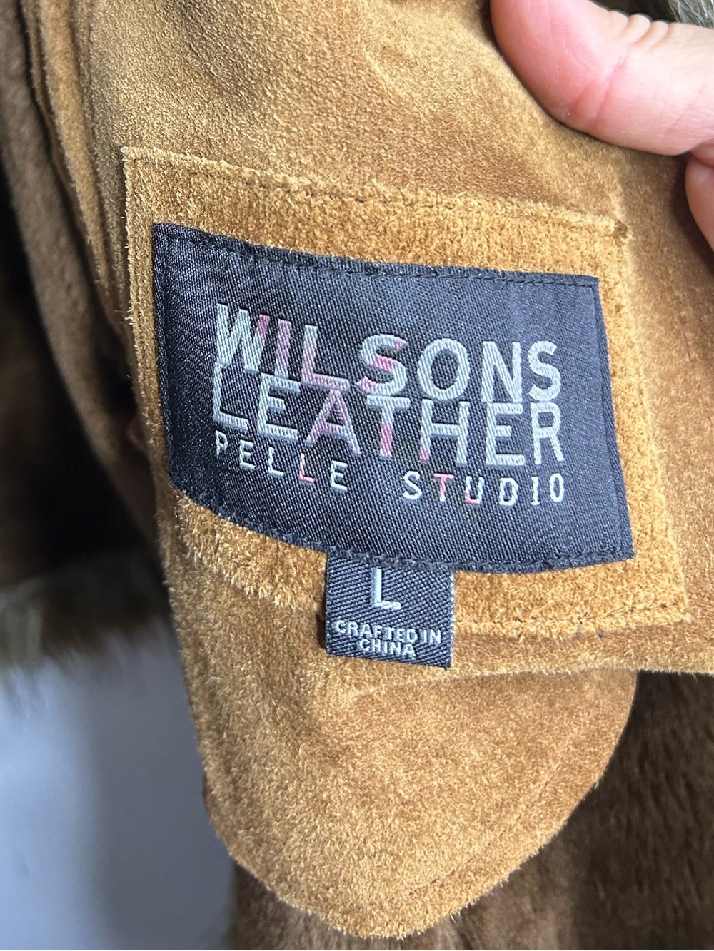 Wilsons Leather Vintage Y2K 90's Pennylane Tan Vegan Fur Lined Jacket Large - Picture 7 of 10